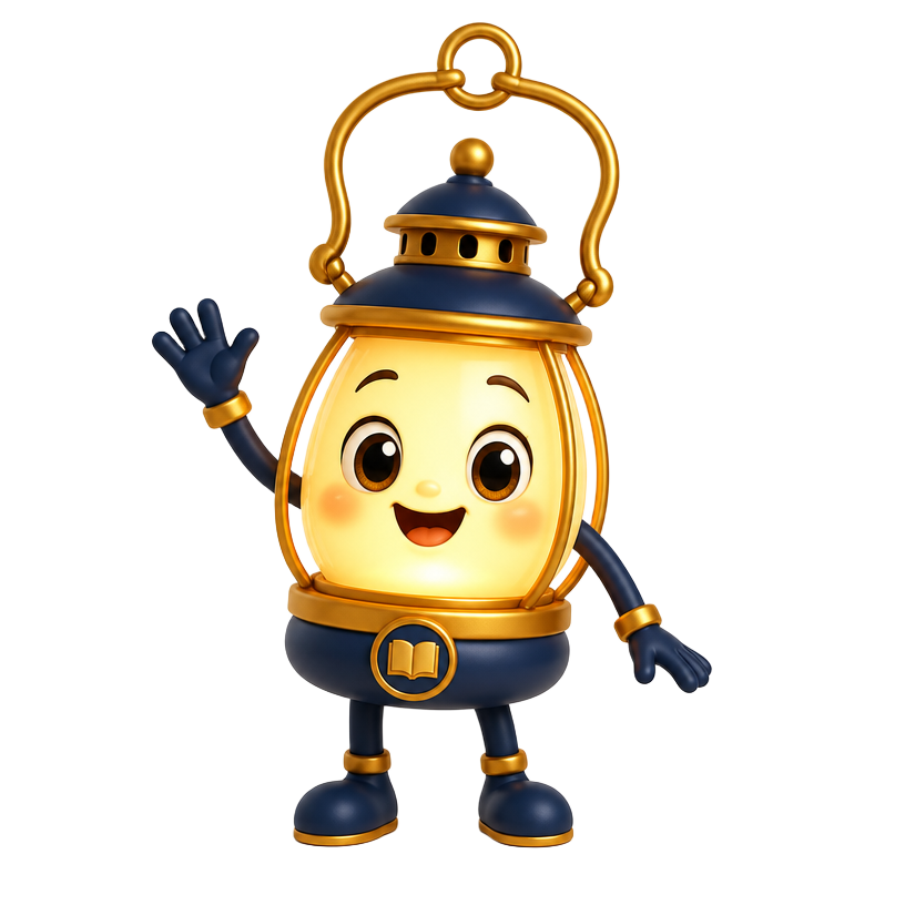 Lumi, o mascote lanterna do Verbo, sorrindo